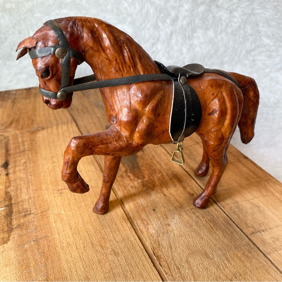 Vintage Leather Wrapped Horse Figurine Statue - Picture 5 of 11